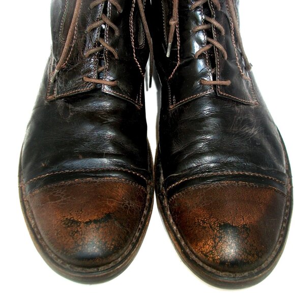 Ermenegildo Zegna Handmade Brown Leather Luxury Hobo Boots 11M $1420 - Picture 5 of 13